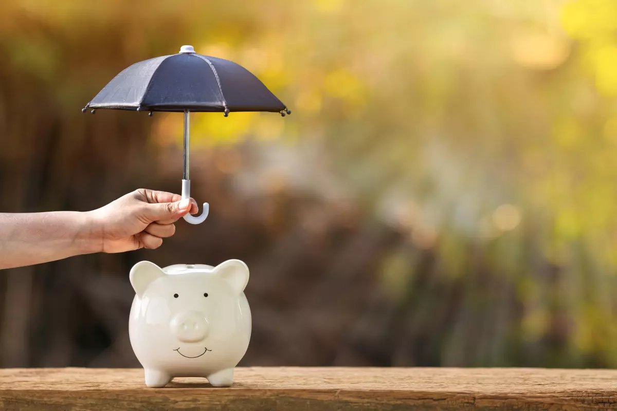 piggy bank with an umbrella