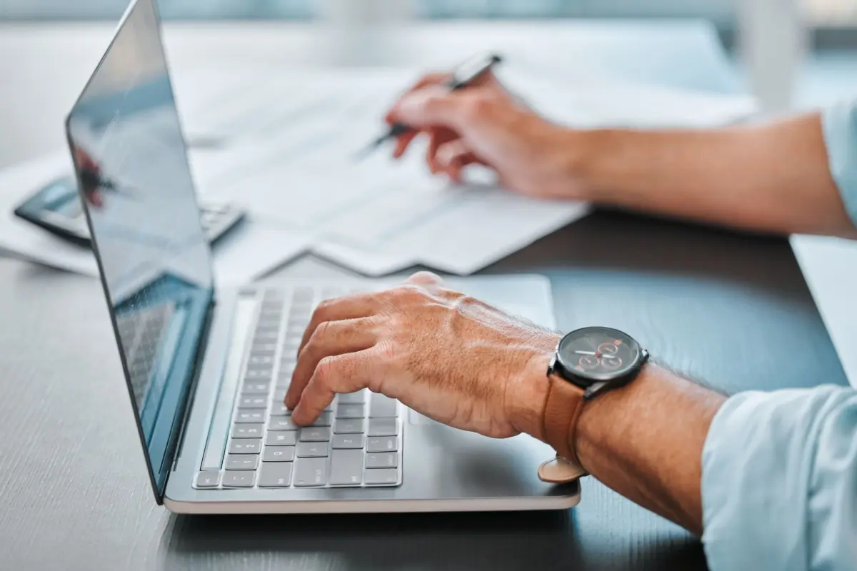 man working on budget